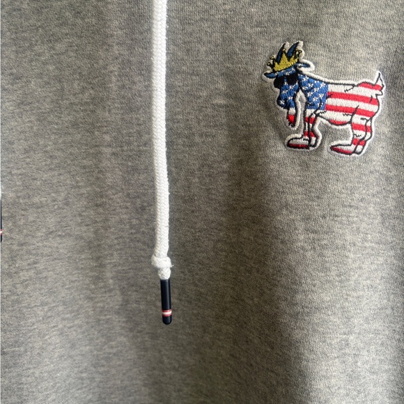 Like new GOAT USA size M Men's Gray Hoodie with Americana Goat Embroidered Patch - Picture 4 of 13